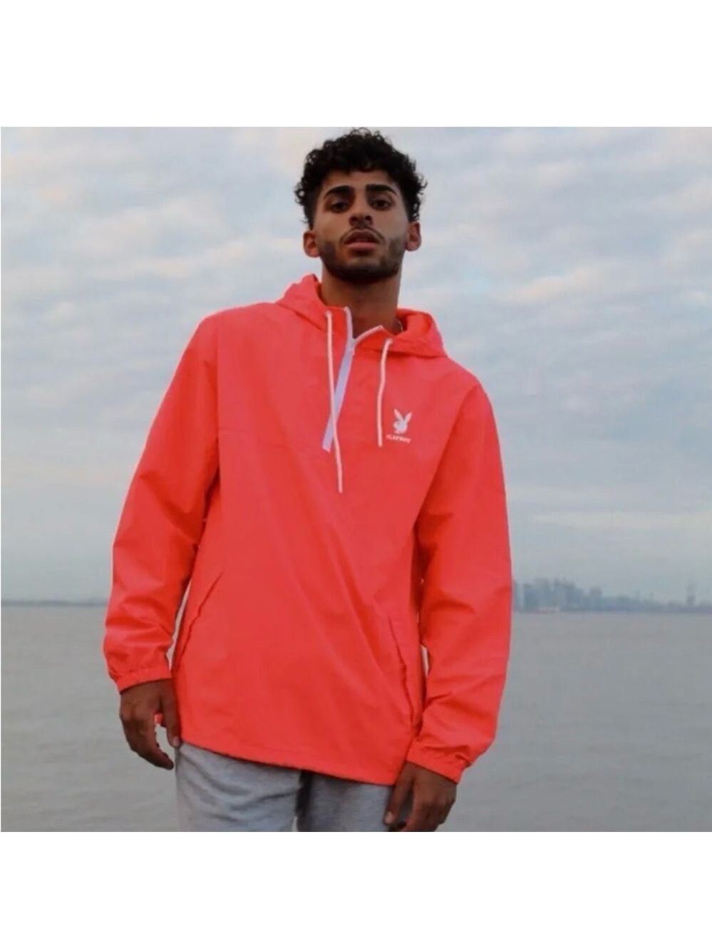 PacSun Playboy 3/4 Zip Hoodie Anorak Windbreaker